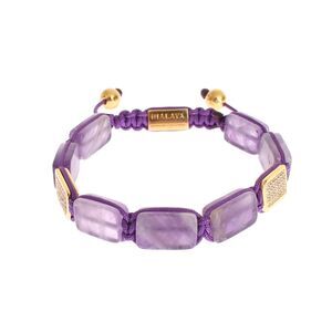 Nialaya CZ Amethyst 18K Gold 925 Women's Bracelet